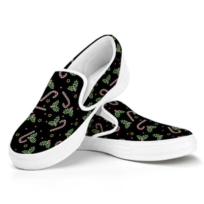 Lights Christmas Pattern Print White Slip On Shoes
