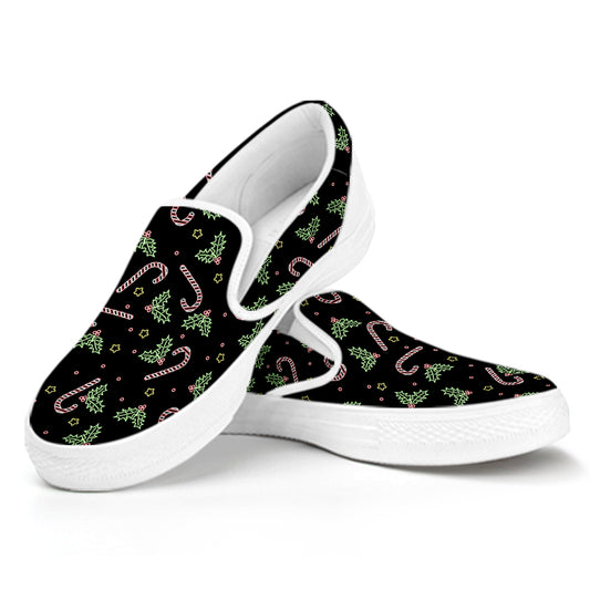 Lights Christmas Pattern Print White Slip On Shoes