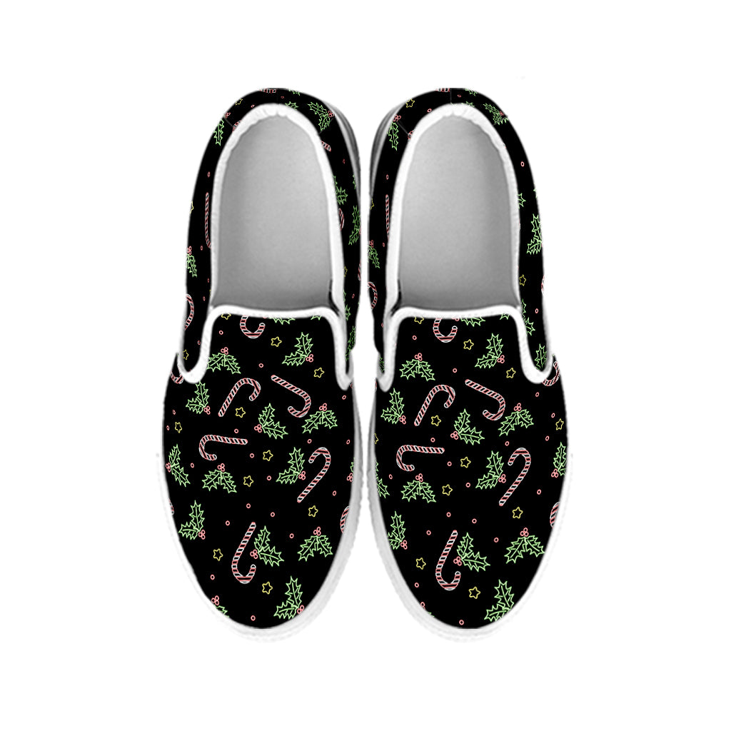 Lights Christmas Pattern Print White Slip On Shoes