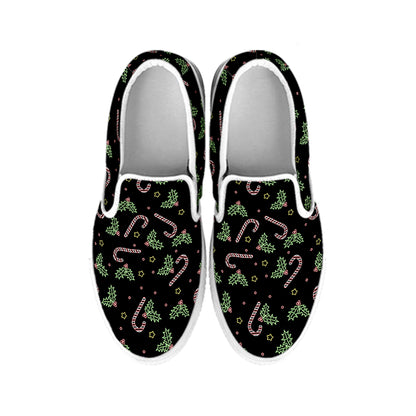 Lights Christmas Pattern Print White Slip On Shoes