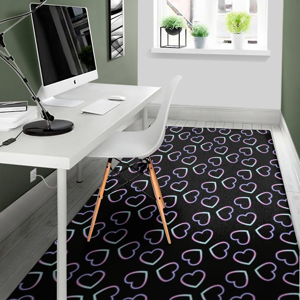 Lights Heart Pattern Print Area Rug