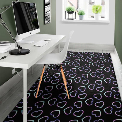 Lights Heart Pattern Print Area Rug