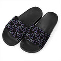 Lights Heart Pattern Print Black Slide Sandals