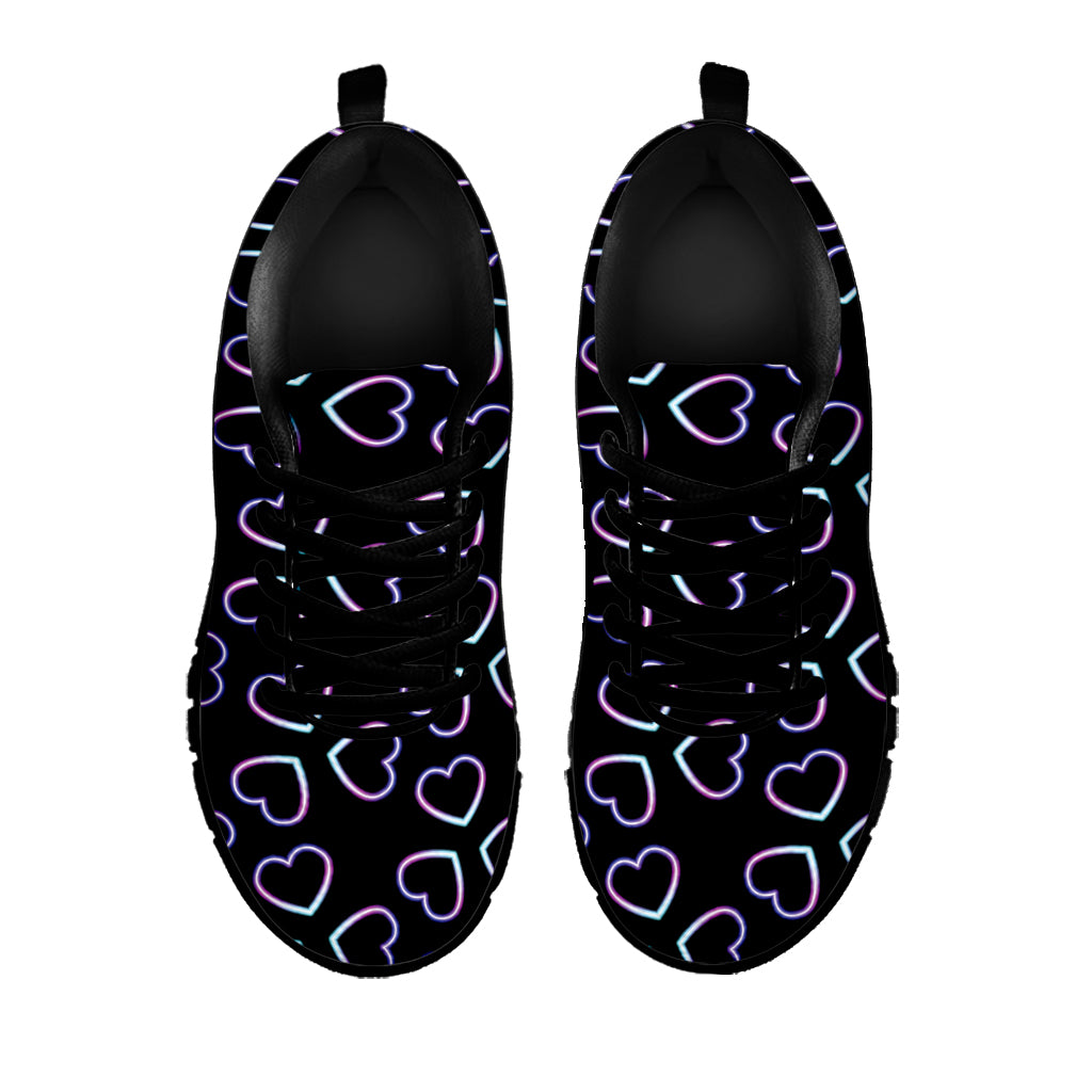 Lights Heart Pattern Print Black Sneakers