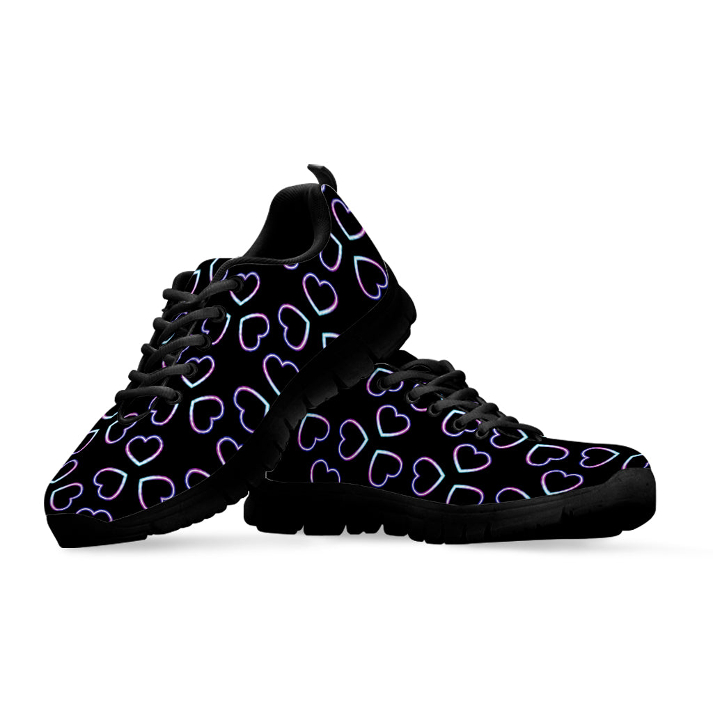 Lights Heart Pattern Print Black Sneakers