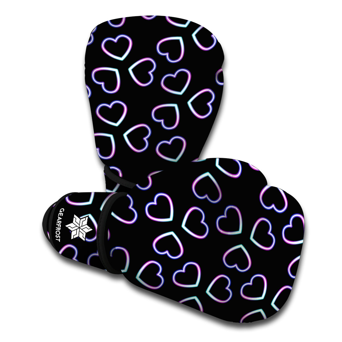 Lights Heart Pattern Print Boxing Gloves