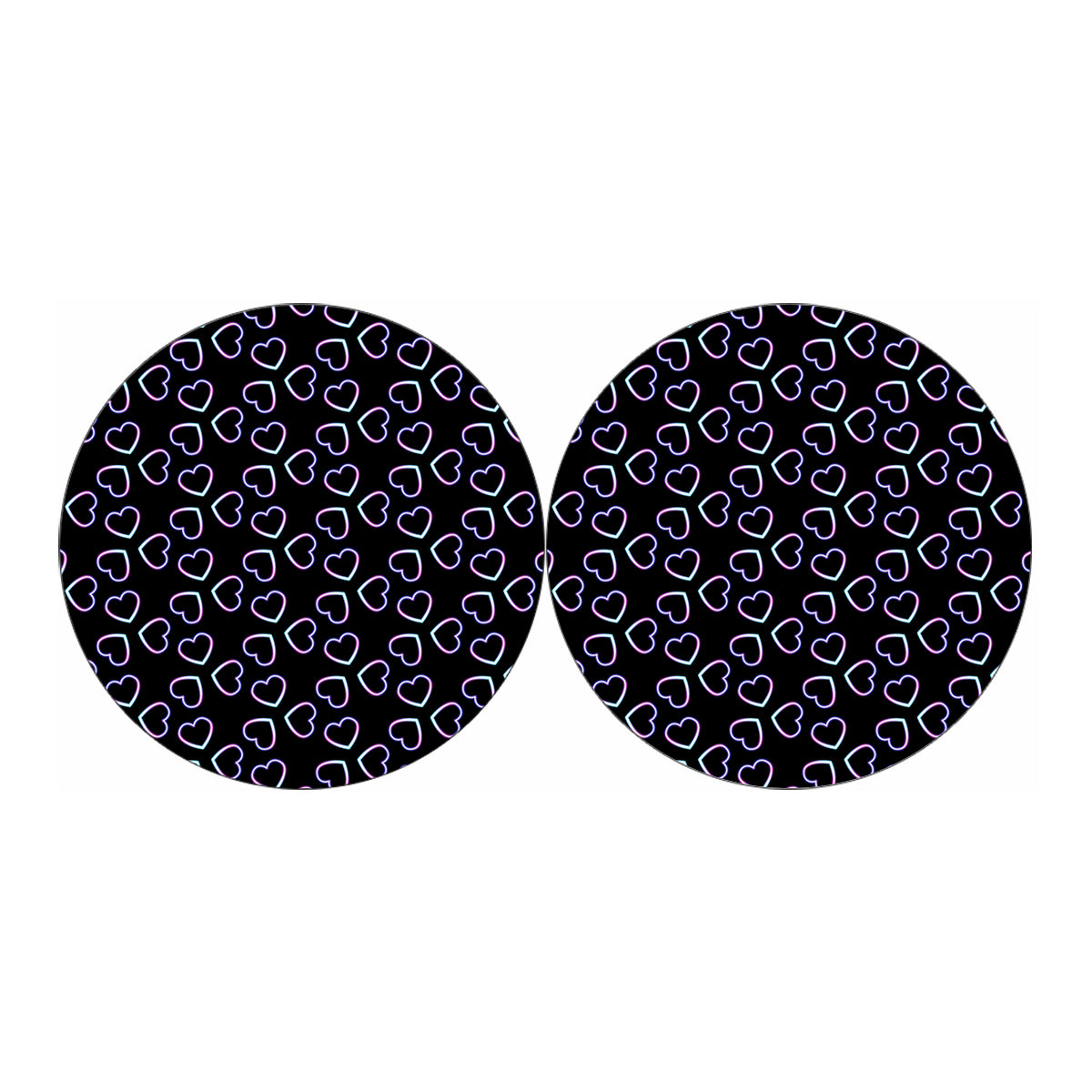 Lights Heart Pattern Print Car Coasters