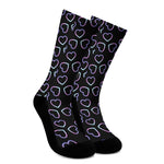 Lights Heart Pattern Print Crew Socks
