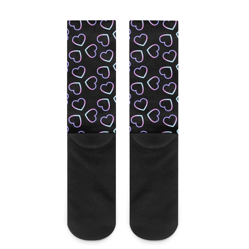 Lights Heart Pattern Print Crew Socks