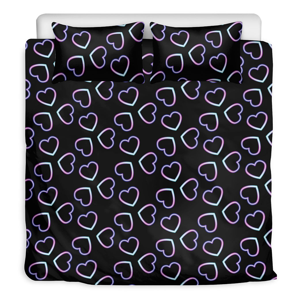 Lights Heart Pattern Print Duvet Cover Bedding Set