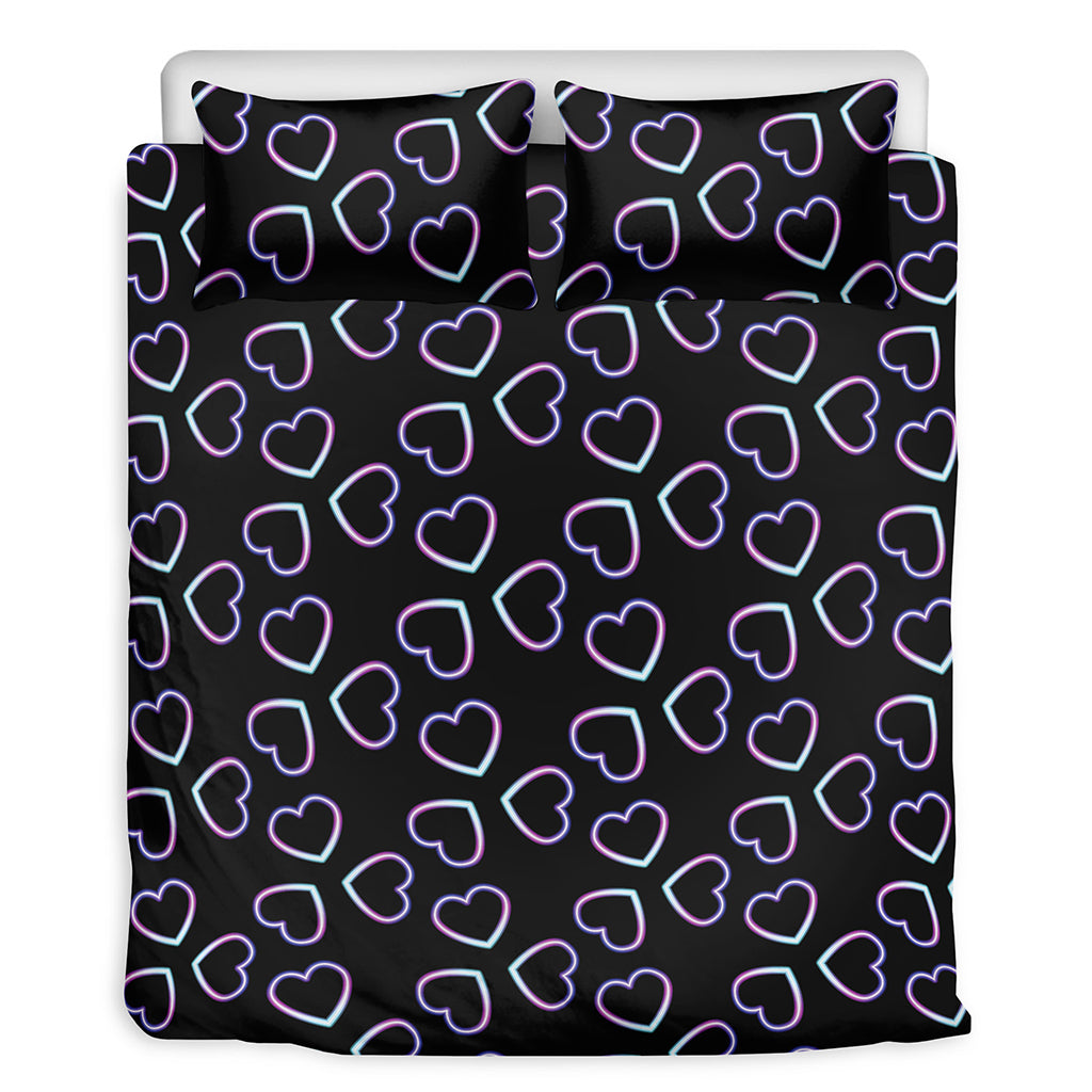 Lights Heart Pattern Print Duvet Cover Bedding Set