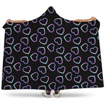 Lights Heart Pattern Print Hooded Blanket