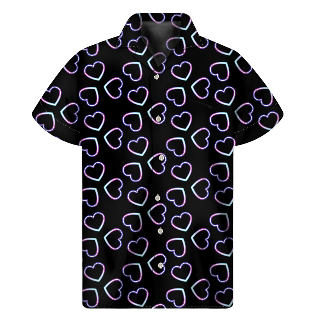 Lights Heart Pattern Print Men's Short Sleeve Shirt