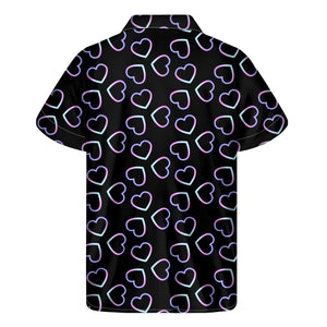 Lights Heart Pattern Print Men's Short Sleeve Shirt