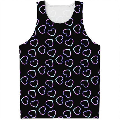 Lights Heart Pattern Print Men's Tank Top
