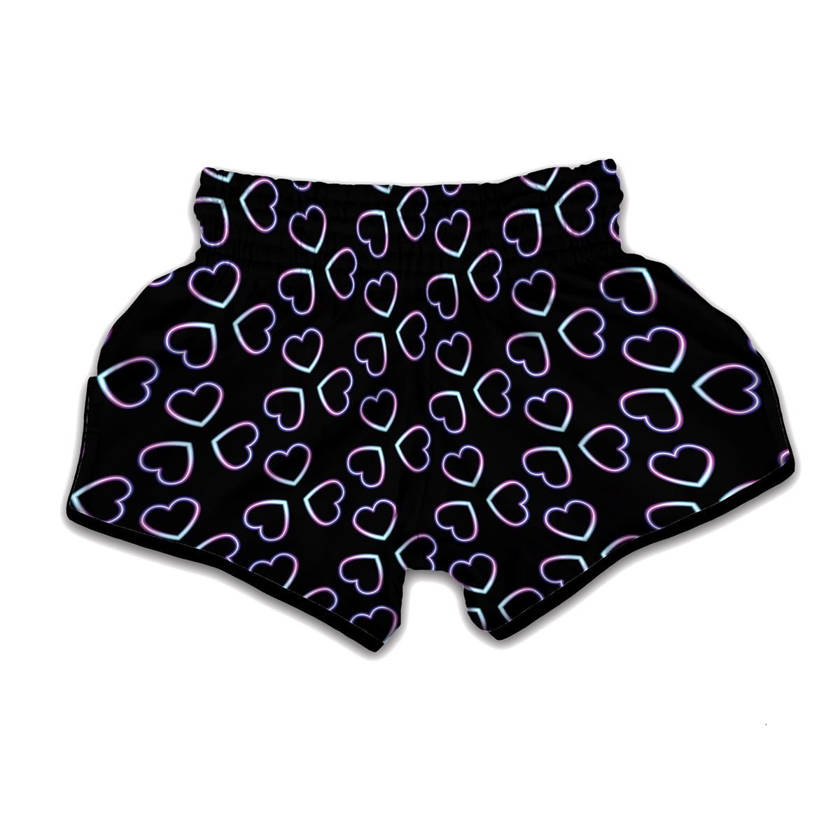 Lights Heart Pattern Print Muay Thai Boxing Shorts