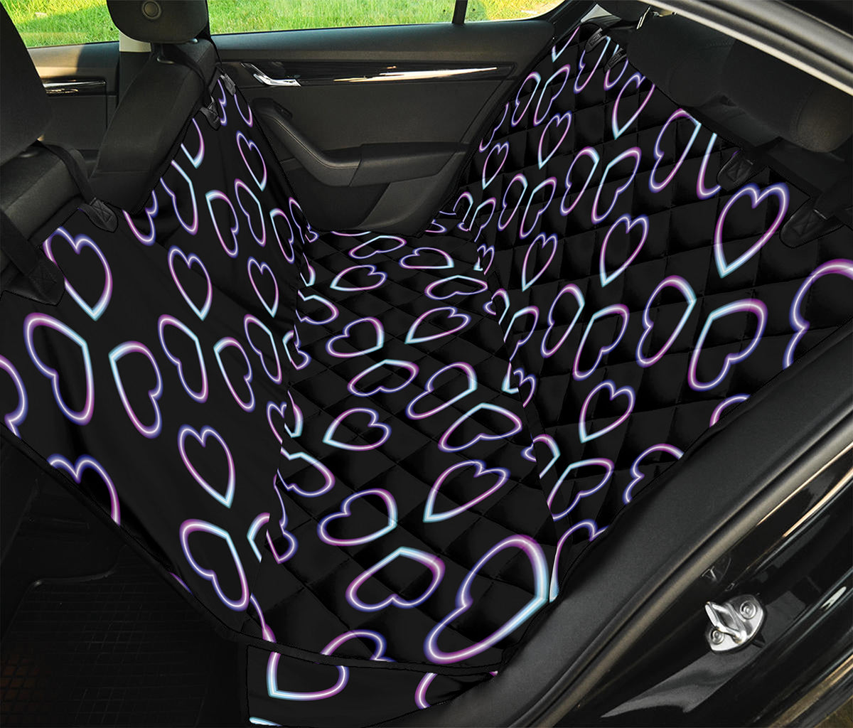 Lights Heart Pattern Print Pet Car Back Seat Cover