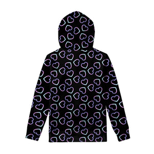 Lights Heart Pattern Print Pullover Hoodie