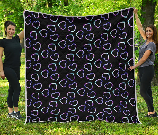 Lights Heart Pattern Print Quilt