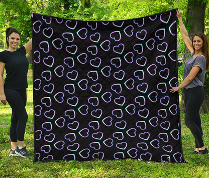 Lights Heart Pattern Print Quilt