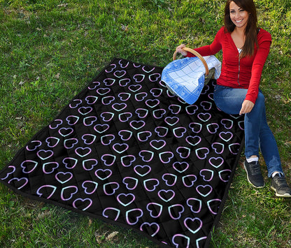 Lights Heart Pattern Print Quilt