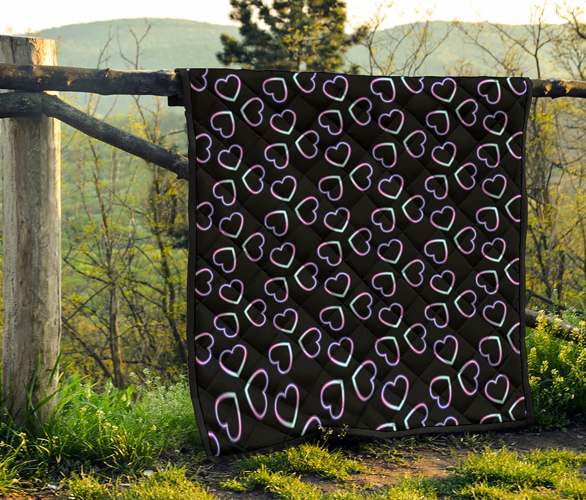 Lights Heart Pattern Print Quilt