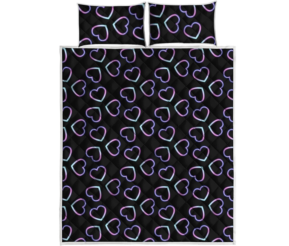 Lights Heart Pattern Print Quilt Bed Set