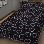 Lights Heart Pattern Print Quilt Bed Set