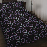 Lights Heart Pattern Print Quilt Bed Set