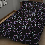 Lights Heart Pattern Print Quilt Bed Set