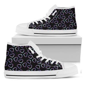 Lights Heart Pattern Print White High Top Shoes