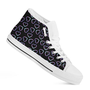 Lights Heart Pattern Print White High Top Shoes