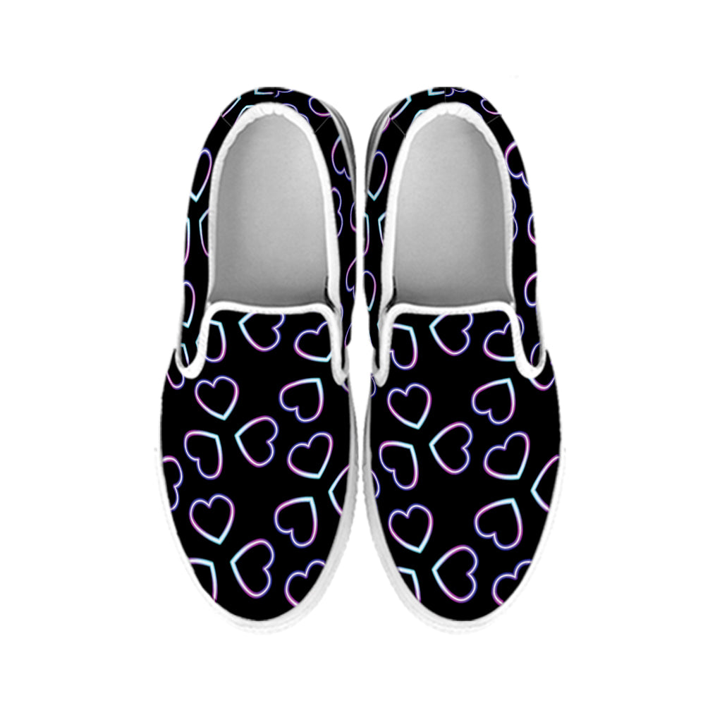 Lights Heart Pattern Print White Slip On Shoes