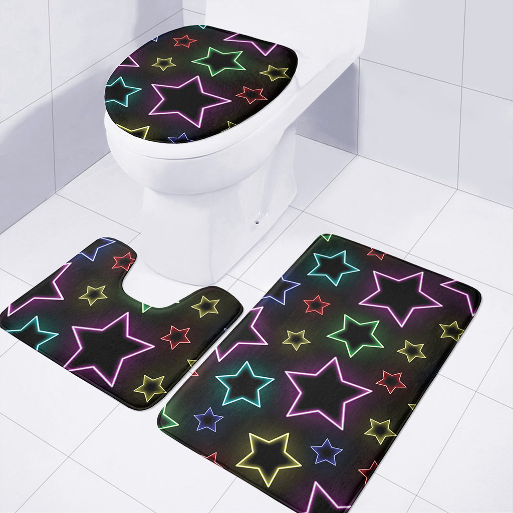 Lights Star Pattern Print 3 Piece Bath Mat Set