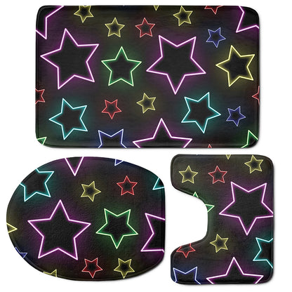 Lights Star Pattern Print 3 Piece Bath Mat Set