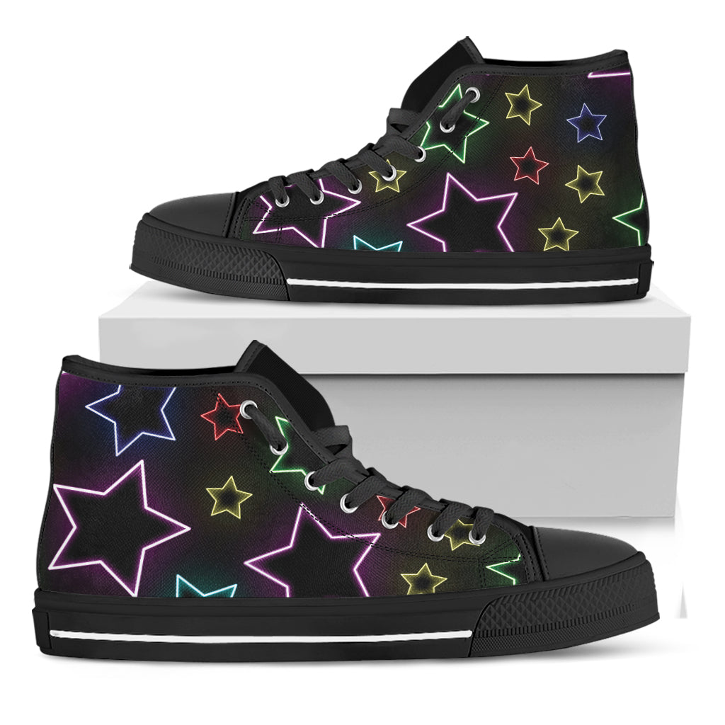 Lights Star Pattern Print Black High Top Shoes