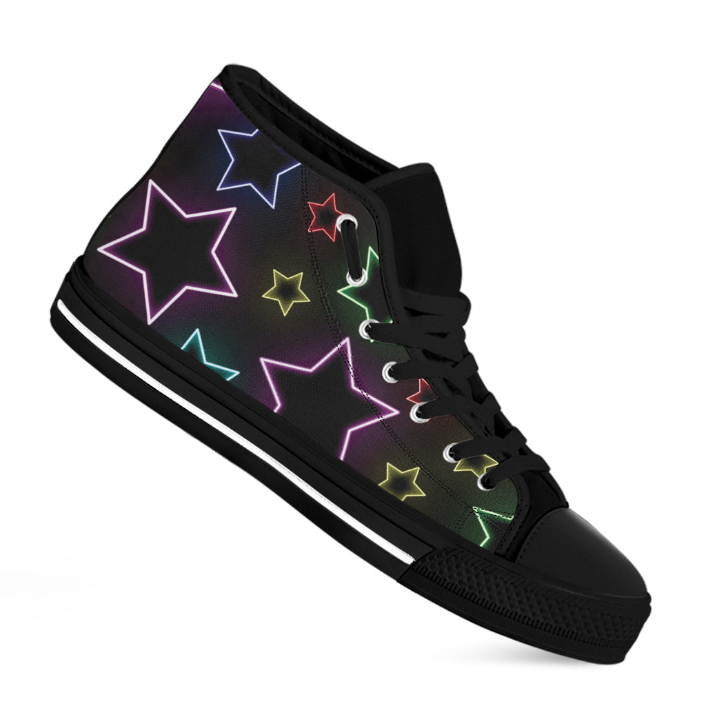 Lights Star Pattern Print Black High Top Shoes