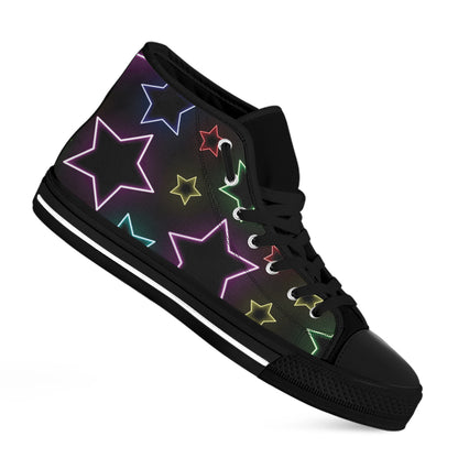 Lights Star Pattern Print Black High Top Shoes