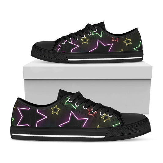 Lights Star Pattern Print Black Low Top Shoes