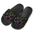 Lights Star Pattern Print Black Slide Sandals