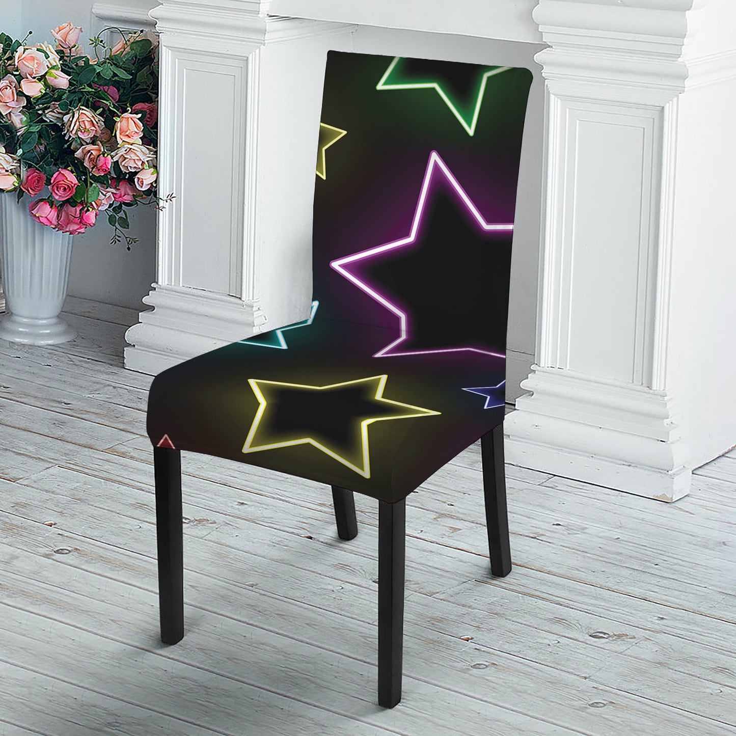 Lights Star Pattern Print Dining Chair Slipcover