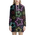 Lights Star Pattern Print Pullover Hoodie Dress