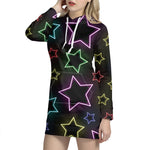 Lights Star Pattern Print Hoodie Dress