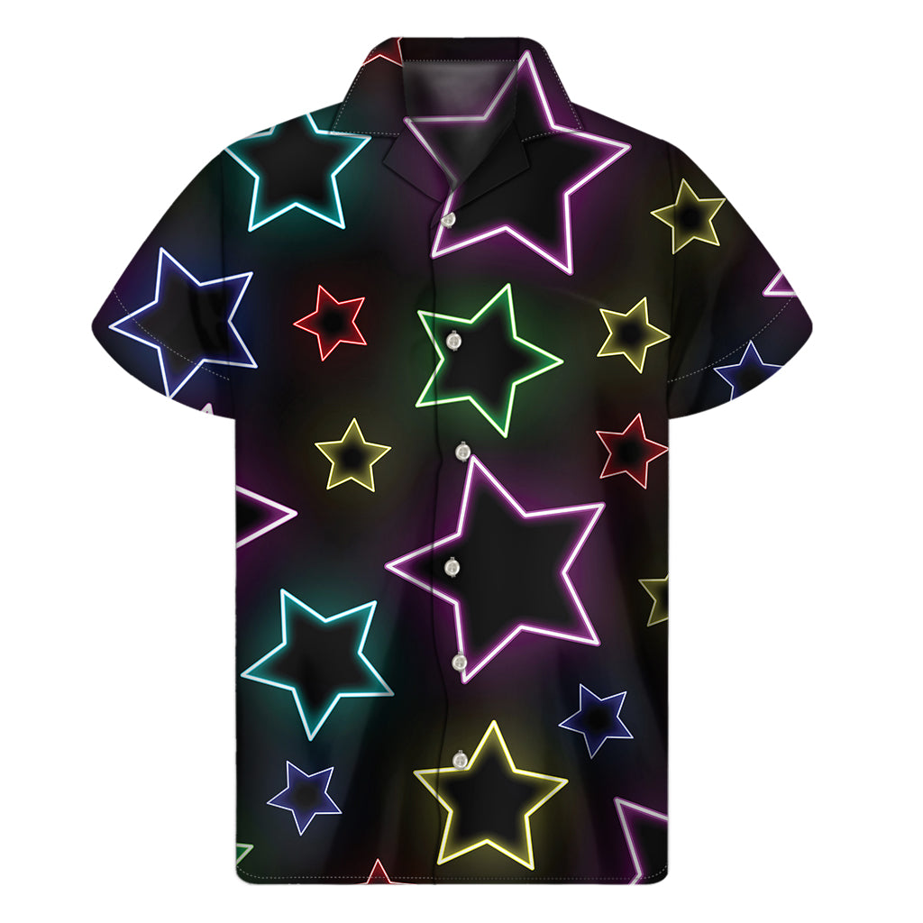 Lights Star Pattern Print Men's Short Sleeve Shirt