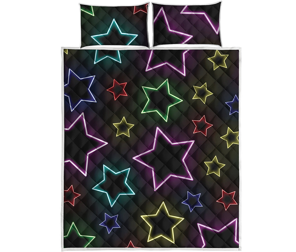 Lights Star Pattern Print Quilt Bed Set