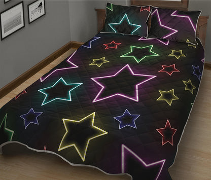 Lights Star Pattern Print Quilt Bed Set