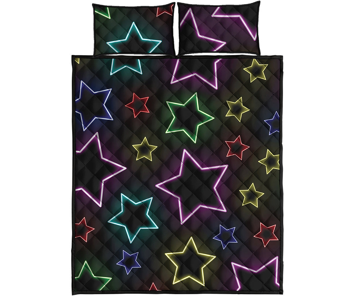 Lights Star Pattern Print Quilt Bed Set