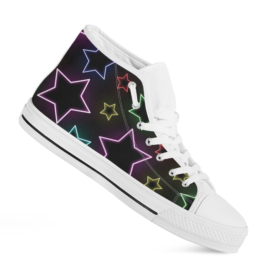 Lights Star Pattern Print White High Top Shoes