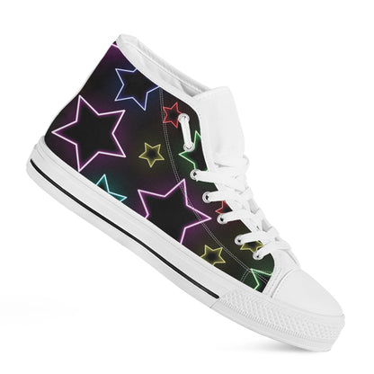 Lights Star Pattern Print White High Top Shoes