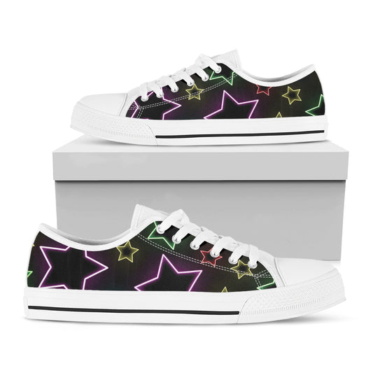 Lights Star Pattern Print White Low Top Shoes